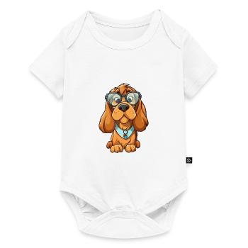 Bloodhound Dog Breed Watercolor Cartoon Kawaii Gla - Baby Premium short-sleeve bodysuit - white - Front