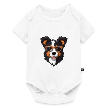 Border Collie Dog Breed Watercolor Cartoon Kawaii - Baby Premium short-sleeve bodysuit - white - Front