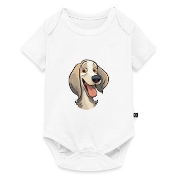 Saluki Dog Breed Watercolor Cartoon Kawaii Clipart - Baby Premium short-sleeve bodysuit - white - Front