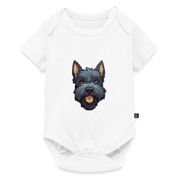 Scottish Terrier chien race aquarelle dessin animé Kawa - Body à manches courtes Premium Bébé - blanc - Devant