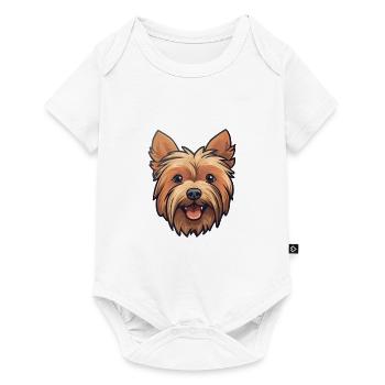 Silky Terrier chien race aquarelle dessin animé Kawaii - Body à manches courtes Premium Bébé - blanc - Devant