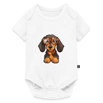 Dachshund Dog Breed Watercolor Cartoon Kawaii Glas - Baby Premium short-sleeve bodysuit - white - Front