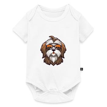 Tibetan Terrier Dog Breed Watercolor Cartoon Kawai - Baby Premium short-sleeve bodysuit - white - Front