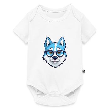 Husky sibérien chien race aquarelle dessin animé Kawaii - Body à manches courtes Premium Bébé - blanc - Devant