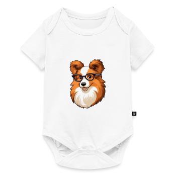 Shetland Schäferhund Hund Rasse Aquarell Karikatur Kaw - Baby Premium Kurzarmbody - Weiß - Vorne