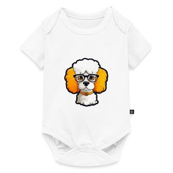 Caniche chien race aquarelle dessin animé Kawaii lunettes - Body à manches courtes Premium Bébé - blanc - Devant