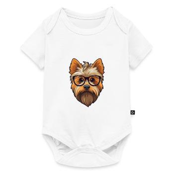 Silky Terrier chien race aquarelle dessin animé Kawaii - Body à manches courtes Premium Bébé - blanc - Devant