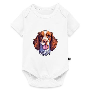 Bretagne chien race aquarelle dessin animé kawaii couleur - Body à manches courtes Premium Bébé - blanc - Devant