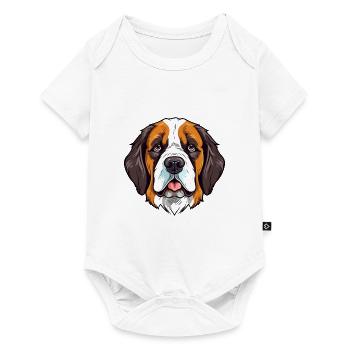 Saint-Bernard chien race aquarelle dessin animé Kawaii Co - Body à manches courtes Premium Bébé - blanc - Devant