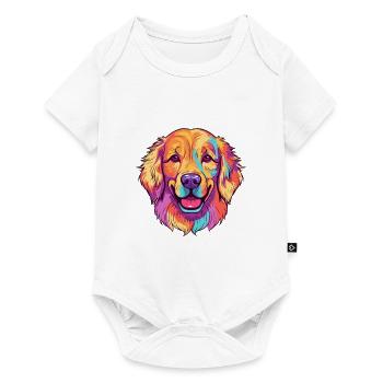 Golden Retriever chien race aquarelle dessin animé Kawa - Body à manches courtes Premium Bébé - blanc - Devant