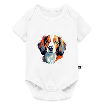 Kooikerhondje chien race aquarelle dessin animé kawaii - Body à manches courtes Premium Bébé - blanc - Devant