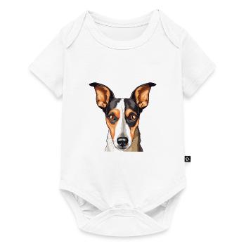 Glatte Foxterrier-Hunderasse Aquarell-Karikatur Ka - Baby Premium Kurzarmbody - Weiß - Vorne