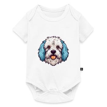 Bolognaise chien race aquarelle dessin animé kawaii Colo - Body à manches courtes Premium Bébé - blanc - Devant