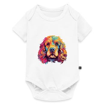 Cockapoo chien race aquarelle dessin animé couleur kawaii - Body à manches courtes Premium Bébé - blanc - Devant