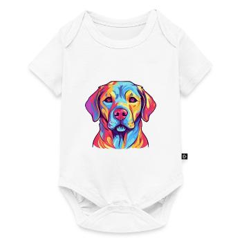 Labrador chien race aquarelle dessin animé couleur kawaii - Body à manches courtes Premium Bébé - blanc - Devant