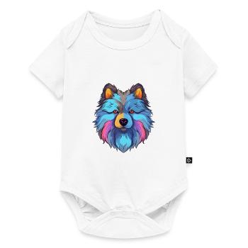 Keeshond Dog Breed Watercolor Cartoon Kawaii Color - Baby Premium short-sleeve bodysuit - white - Front