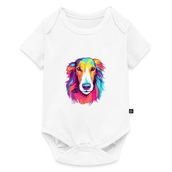 Borzoi Dog Breed Watercolor Cartoon Kawaii Colorfu - Baby Premium short-sleeve bodysuit - white - Front