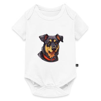 Beauceron chien race aquarelle dessin animé Kawaii Colo - Body à manches courtes Premium Bébé - blanc - Devant