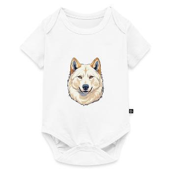 Jindo Dog Breed Watercolor Cartoon Kawaii Colorful - Baby Premium short-sleeve bodysuit - white - Front