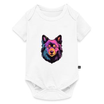 Schipperke chien race aquarelle dessin animé Kawaii Col - Body à manches courtes Premium Bébé - blanc - Devant