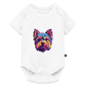 YORKIES chien race aquarelle dessin animé Kawaii Colorf - Body à manches courtes Premium Bébé - blanc - Devant