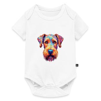 Airedale Terrier chien race aquarelle dessin animé Kawa - Body à manches courtes Premium Bébé - blanc - Devant