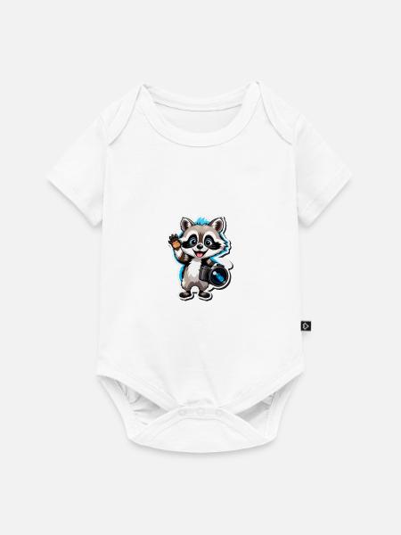 Waschbär-Entdecker - Baby Premium Kurzarmbody - Weiß