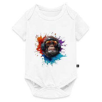DJ Monkey Affen mit Sonnenbrille Safari - Baby Premium Kurzarmbody - Weiß - Vorne