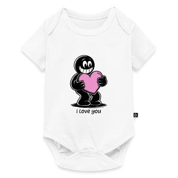 Stick figure with heart I LOVE YOU - Baby Premium short-sleeve bodysuit - white - Front