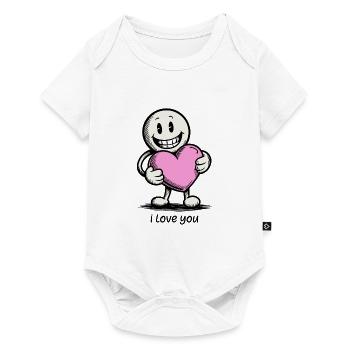 Stick figure with heart I LOVE YOU - Baby Premium short-sleeve bodysuit - white - Front