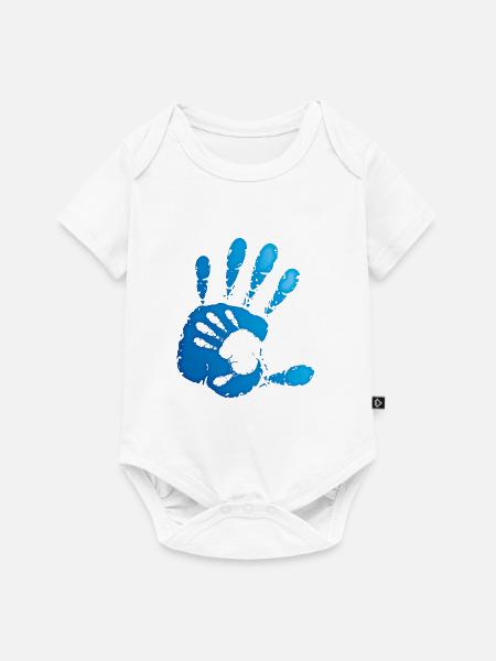ZEIGER - BLAU - Baby Premium Kurzarmbody - Weiß