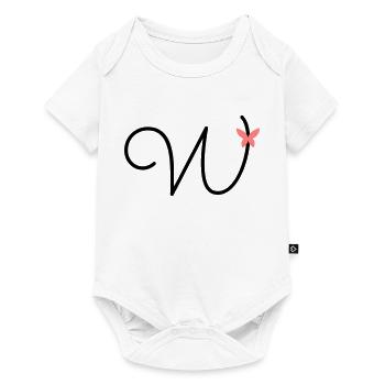 Lettre W Papillon Lettre - Body à manches courtes Premium Bébé - blanc - Devant