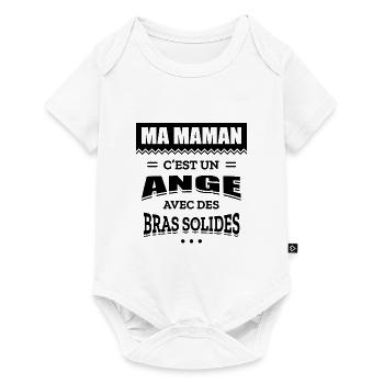 MA MAMAN C'EST UN ANGE AVEC DES BRAS SOLIDES - Body à manches courtes Premium Bébé - blanc - Devant