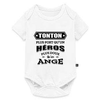 TONTON PLUS FORT QU'UN HEROS PLUS DOUX QU'UN ANGE - Body à manches courtes Premium Bébé - blanc - Devant
