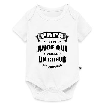 PAPA UN ANGE QUI VEILLE UN CŒUR QUI PROTÈGE - Body à manches courtes Premium Bébé - blanc - Devant