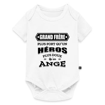 GRAND FRÈRE PLUS FORT QU'UN HEROS DOUX COMME ANGE - Body à manches courtes Premium Bébé - blanc - Devant