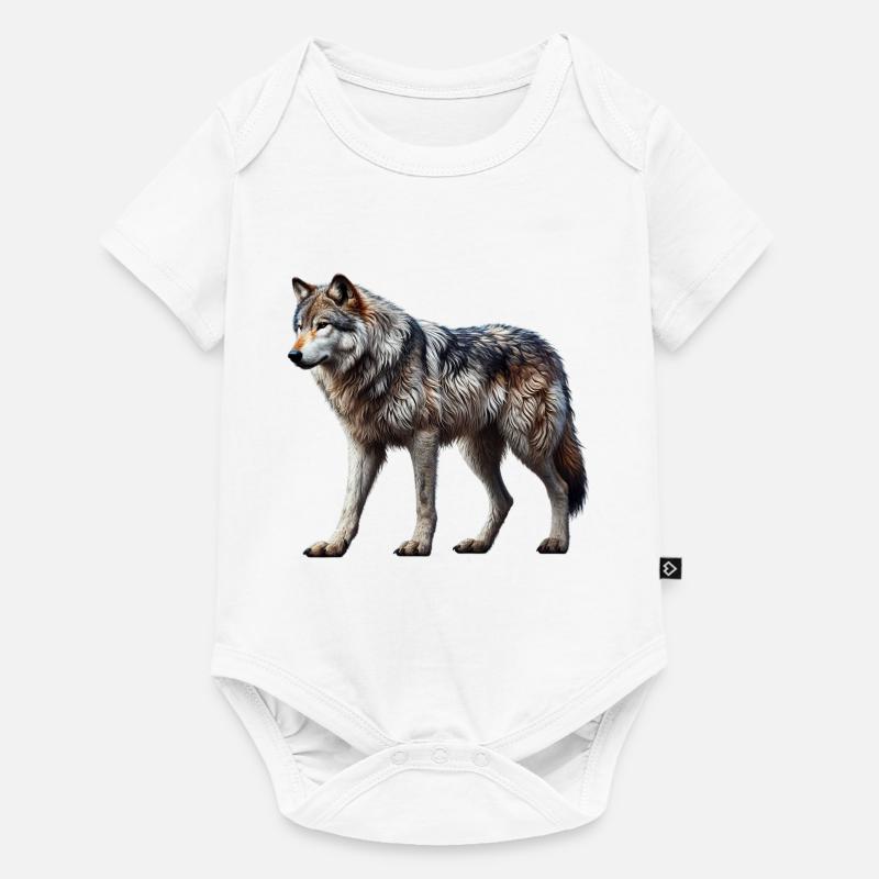 Loup - Body à manches courtes Premium Bébé - blanc