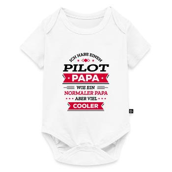 PILOT PAPA COOL, HELD, FLUG, ABENTEUER, STIL - Baby Premium Kurzarmbody - Weiß - Vorne