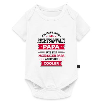 RECHTSANWALT PAPA COOL, KLUG, GERECHT, POWER - Baby Premium Kurzarmbody - Weiß - Vorne