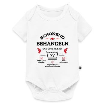 HANDLE MIT SORGFALT – 77 JAHRE PERFEKTION - Baby Premium Kurzarmbody - Weiß - Vorne