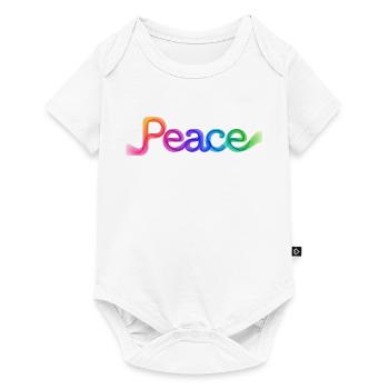 Farbige Peace-Schrift im Pfeildesign - Baby Premium Kurzarmbody - Weiß - Vorne