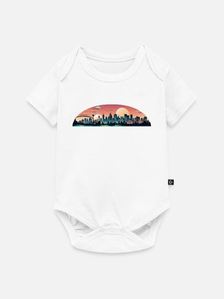 Sonnenuntergangsstadt Panorama - Baby Premium Kurzarmbody - Weiß