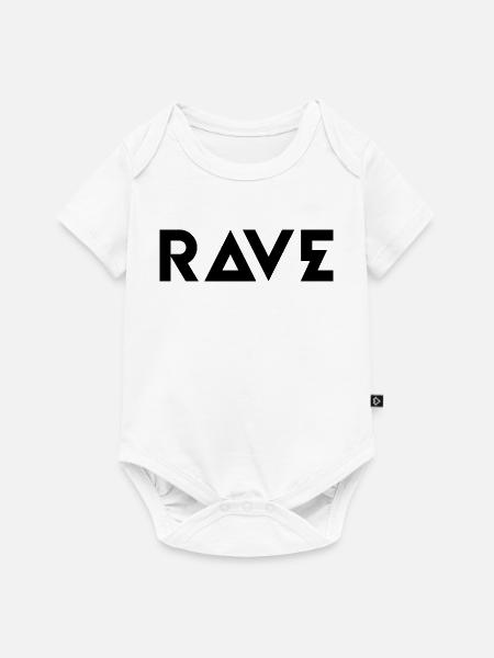 Rave Bold typographisches Musik-Logo-Design - Baby Premium Kurzarmbody - Weiß