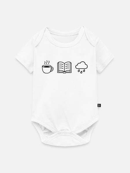Kaffeebücher und Regen - Baby Premium Kurzarmbody - Weiß
