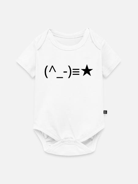Zwinkerndes Emote (^_-)≡★ Augenzwinkern - Baby Premium Kurzarmbody - Weiß