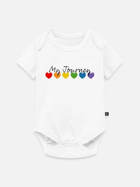 Regenbogenherzchen my journey schwarz - Baby Premium Kurzarmbody - Weiß