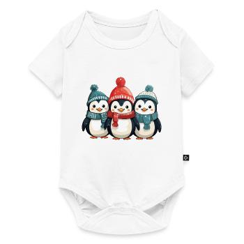 Pingouins de Noël écharpe chapeau Noël mignon mignon - Body à manches courtes Premium Bébé - blanc - Devant