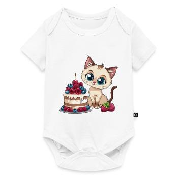 Tarte au chat Gâteau Bec sucré Grignotage Cuisson Sucré - Body à manches courtes Premium Bébé - blanc - Devant
