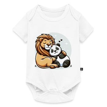 Cuddling Lion And Panda In Love - Baby Premium short-sleeve bodysuit - white - Front