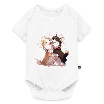 Chiens Amour Câlin Câlin Coeur Mignon Mignon - Body à manches courtes Premium Bébé - blanc - Devant